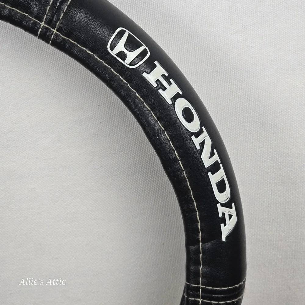 Honda Steering Wheel Cover Black Faux Leather Slip On Official Licensed Product